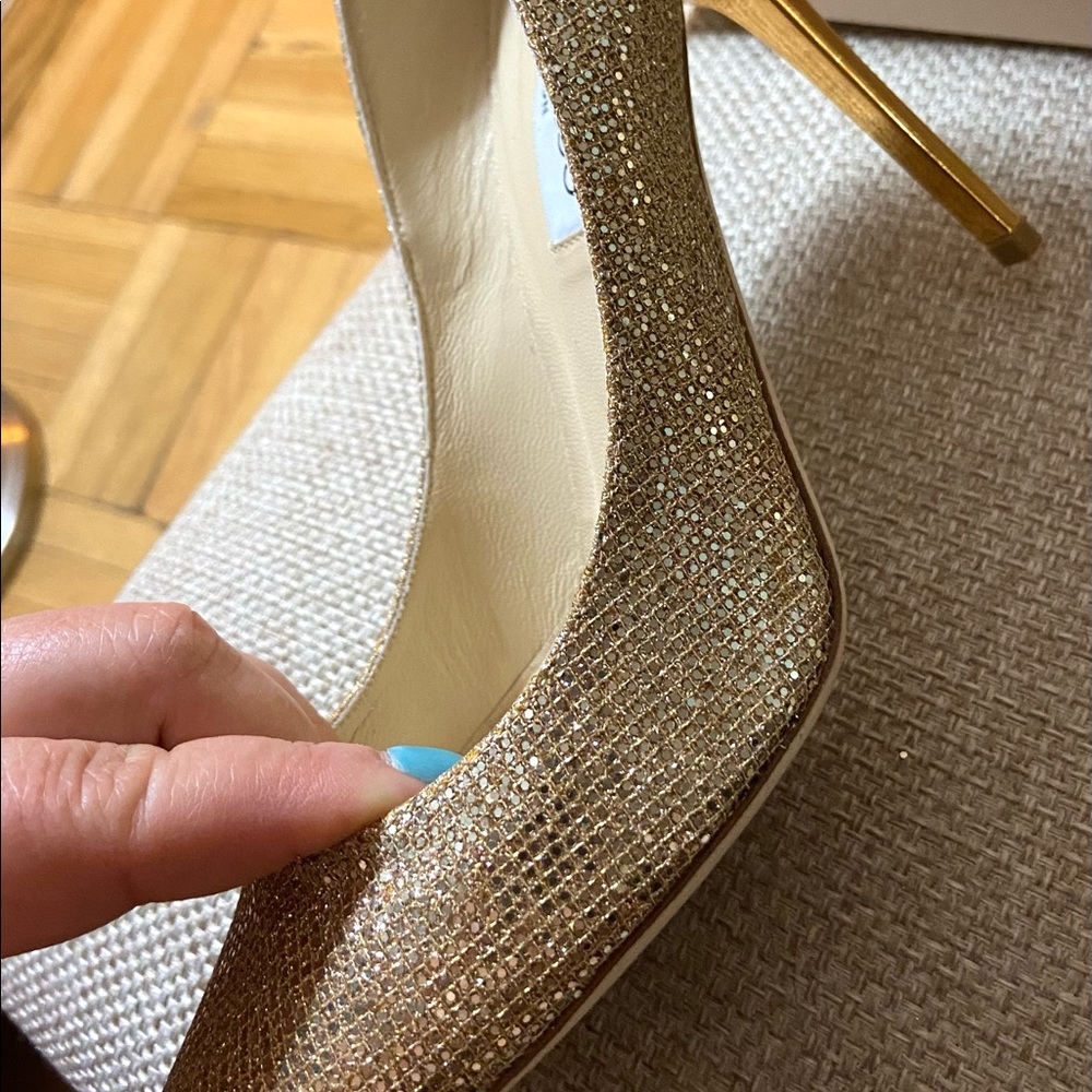 authentic Jimmy Choo gold heels size 8